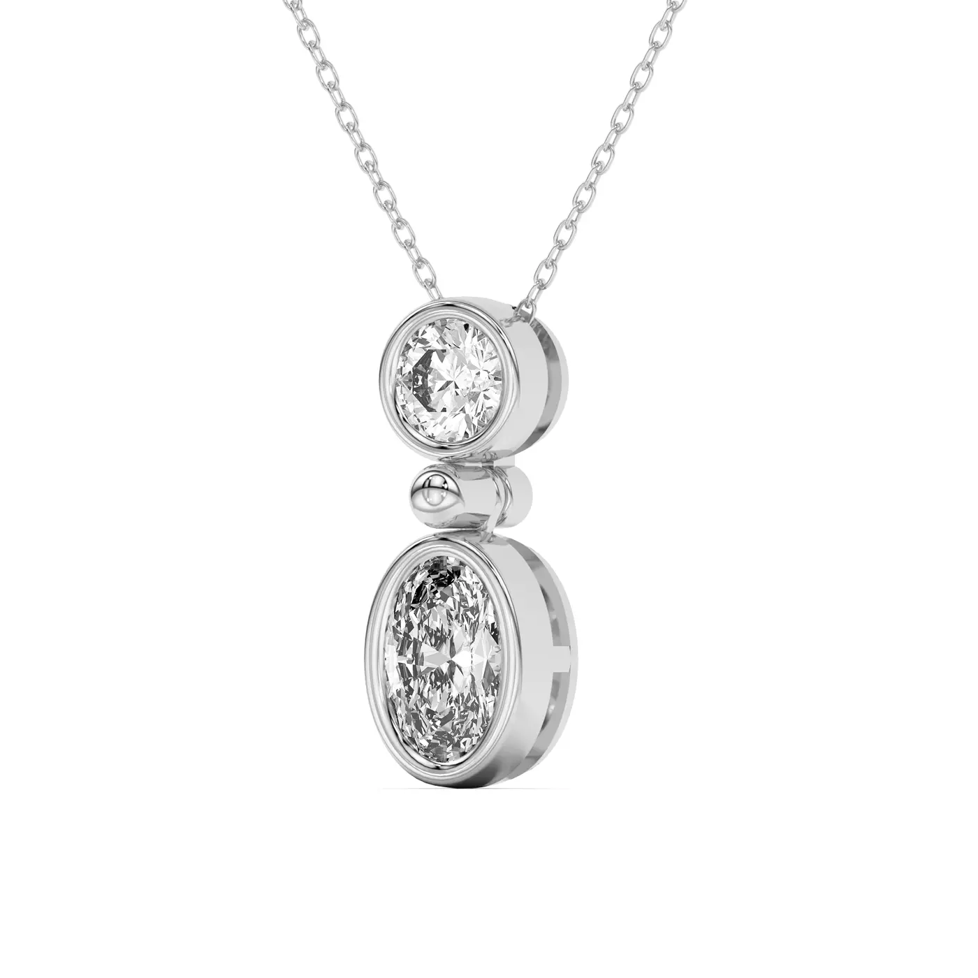 Duo Mixed-Shaped Lab Diamond Bezel Pendant - Image 3