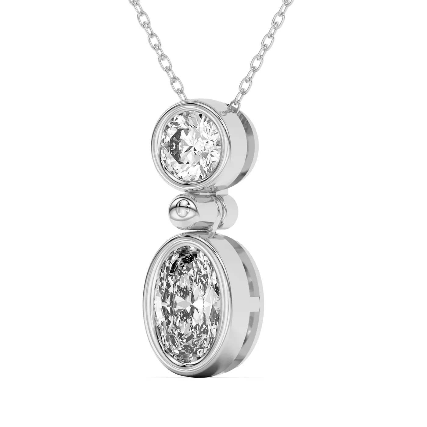 Duo Mixed-Shaped Lab Diamond Bezel Pendant - Image 2
