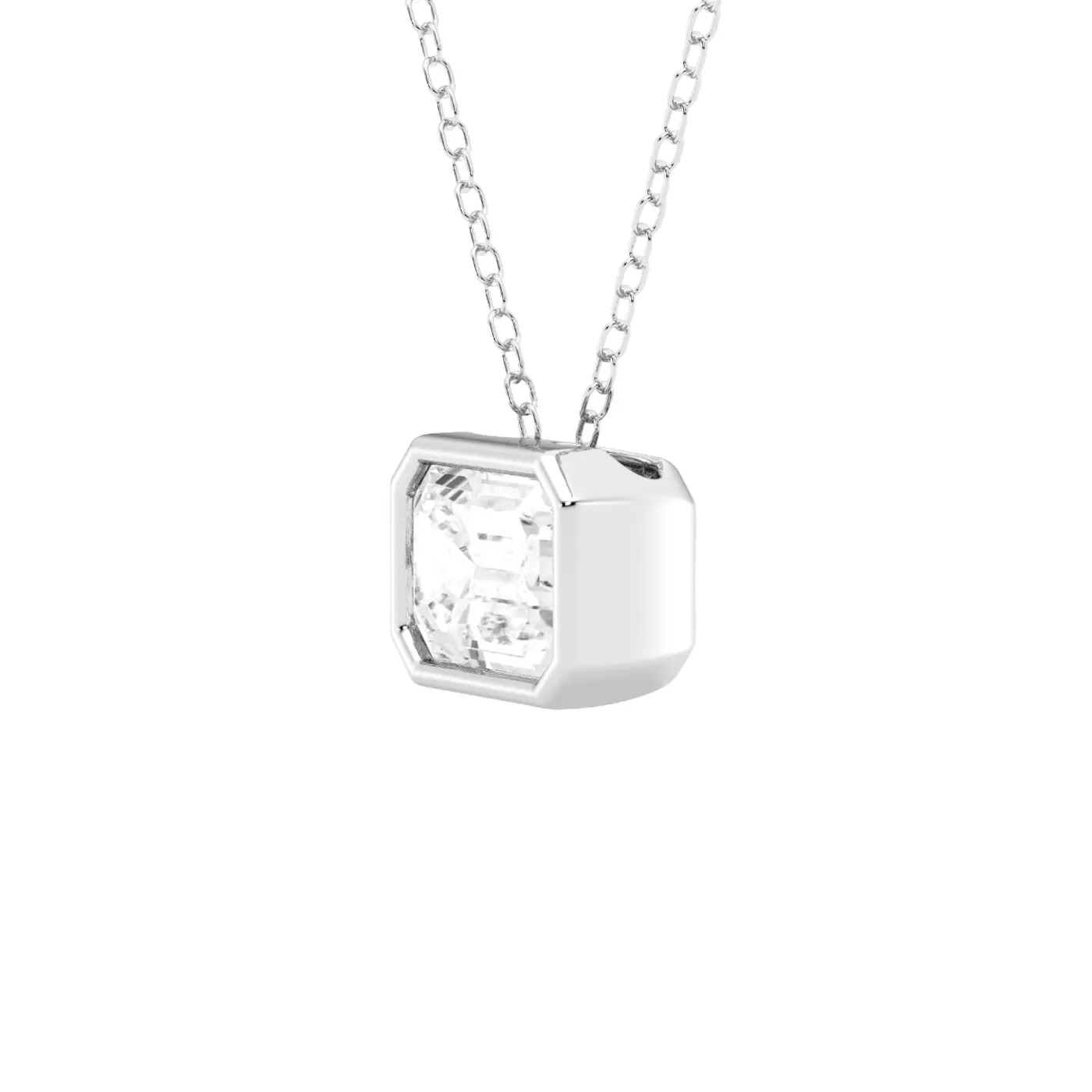 Modern Bezel Emerald Lab Diamond Necklace (2 ct. tw.) - Image 2